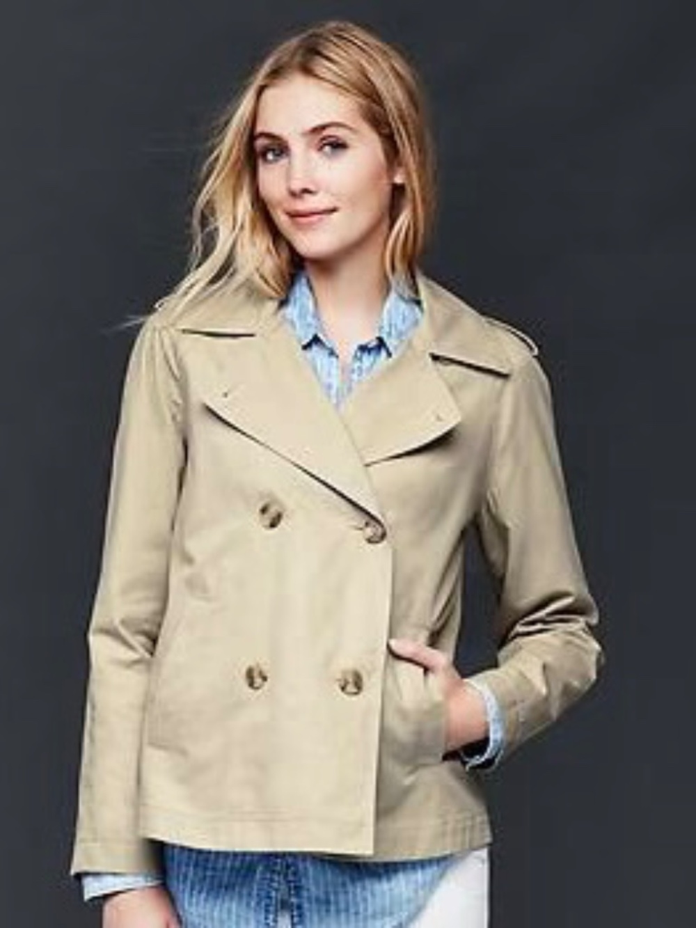 Trench coat GAP cropped Khaki Classic French Girl Preppy